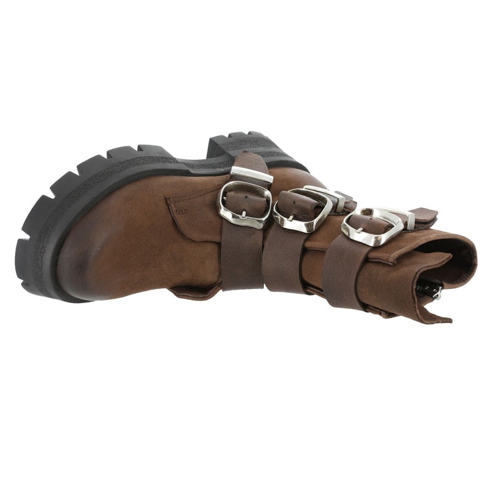 NWOB Steve Madden Roland Leather Chunky Buckle Ankle Bootie Brown Sz 7.5 - Picture 4 of 6